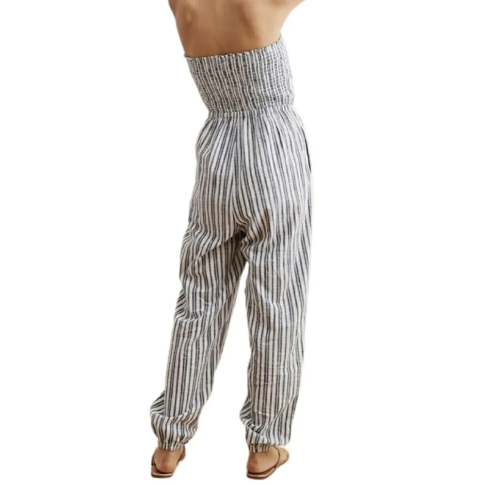 Aerie Strapless Tie Front Pinstripe Jumper - Picture 2 of 8